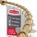 Rubbermaid Curved Shower Curtain Rod, No Drill, 50-72 Inches Adjustable Tension Shower Rod for Bathroom, Non-Slip, No Rust, Gold