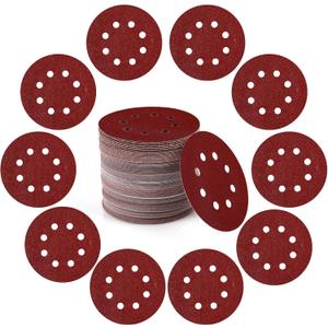 100 PCS 5 Inch Sanding Discs Hook and Loop Sandpaper for Random Orbital Sander 60 Grit