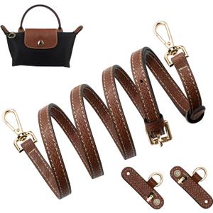 SOPROM Crossbody Strap for Longchamp Mini Bag, Strap Kit for Long Champ Le Pliage(Width:11mm,Color:Brown&Gold)