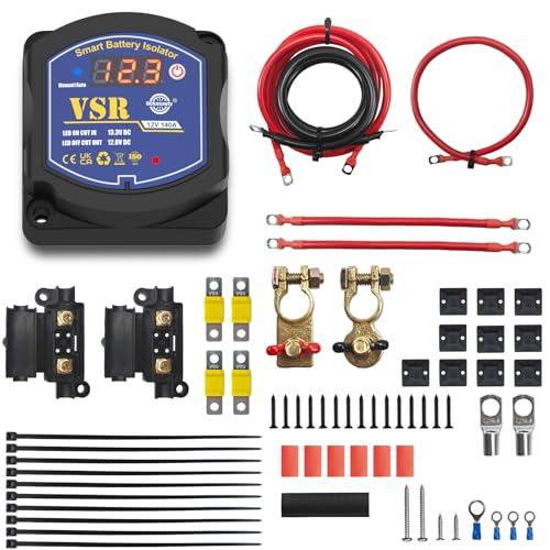UCkasayfy Dual Battery Isolator Kit 12V 140amp, Voltage Sensitive Relay VSR, Smart Battry Isolator Compatible with UTV Marine car RV Boat Truck Trailer ATV Camper Moto, Not Fit for Lithium Batteries