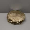 Chengu 100 Pieces Round Pressed Vinyl Placemats Metallic Hollow Out Leaf Flower Table Mats Decorative Wedding Round Placemat for Holiday Party Reception Home Kitchen Dining Table(Gold)