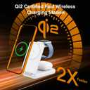iVANKY Qi2 Certified Wireless Charging Station for iPhone 17, 3 in 1 Foldable Charger for MagSafe Magnetic Stand for iPhone 17/16/15/14/13/12/11/X Pro/Max/Plus/Air, Apple iWatch, Airpods