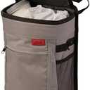Lusso Gear Spill-Proof Car Trash Can - 2.5-Gallon Gray Round - Easy-Clean Removable Liner & Leak-Proof Design - Hanging Camping Trash Bag Holder & Car Organizer