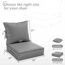 Outdoor Patio Chair Cushions Set 19 L X 19 W X 4 H Inch Waterproof & Fade Resistant Deep Seat and Back Cushions with Removable Covers Outdoor Seat Cushion Set for Chairs and Sofas