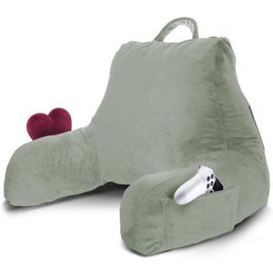 Nestl Reading Pillow for Kids & Teens with Shredded Memory Foam, Backrest Pillows for Reading, Watching, and Gaming, Use on the Couch, Bed, or Floor, Adjustable Support with Washable Cover Sage Green, Small 14"