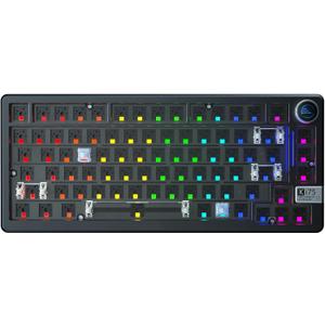 Ki75 Wireless Mechanical Gaming Keyboard Kit, Aluminum Barebones Keyboard Base, 75% Layout Hot Swappable Custom Keyboards RGB Backlit with Knob, Tri-Mode BT5.0/2.4G/USB-C for Windows