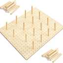 Kigley 3 Pcs Wood Pegboard Drawer Organizer with 32 Pegs Wooden Peg Board Drawer Shelf Organizer Adjustable Peg System for Dishes Plate Pot Container Cookware Utensil Kitchen(20.98 x 5.91 in)