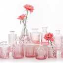 SUPMIND 12Pcs Glass Bud Vase Set, Small Flower Vase for Centerpieces, Pink Bud Vases in Bulk, Mini Vintage Vase for Rustic Wedding Decorations