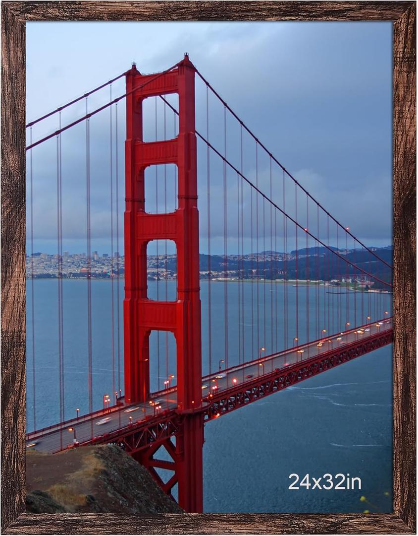 BESCRCL 24x32 Picture Frame Brown, Poster Frames Wall Hanging, Display Pictures 24 x 32 without Mat, 1 Pack