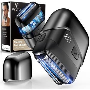 Electric Foil Shavers for Men- New Version Mini Electric Razor with 3D Floating Heads & Precision Blades, Portable Cordless Electric Shaver IPX7 Waterproof, LED Display & Fast Charge, Black