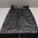 Women Faux Leather Pants PU High Waist Straight Leg Pants with Pockets Leather Leggings Bell Bottom Flare Pants, L