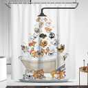 Coxila Funny Dog Shower Curtain Kids Fun Cute Girls Boys Animal Paw Print Bones Kawaii Cartoon Novelty Corgi Toddler Teen Colorful Pets Art Unique Bathroom 60 x 72 Inch Polyester Fabric 12 Pack Hooks