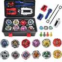 Battling Set, 12 Spinning Tops, 3 Launchers 1 Grip 3 Middle Rings and 4 Bases, with Storage Box, Kids Toys Birthday Gift Ideal for 6+ Years Old Boys, U-X