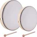 Foraineam 10 Inch & 8 Inch Hand Drum Musical Percussion Instrument Wooden Frame Drum with Wood Drum Sticks