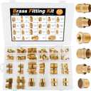 KOOTANS 66pcs Brass Pipe Fittings Assortment NPT Adapter Fitting, Reducer Bushing, Hex Nipple, Reducing Hex Coupling, Pipe Head Brass Plug Kit