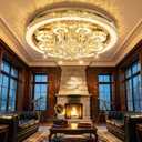HAIXIANG Modern Glam Chandelier LED Crystal Light Interior Luxury Ceiling Chandeliers Remote Dimmable Lights Fixture 40 Inches Gold Large Size Light