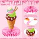 Faccito 10 Pcs Ice Cream Party Decorations 3D Ice Cream Drip Baseball Honeycomb Table Centerpieces Sport Themed Toppers for Summer Sport Birthday Party Supplies(Sundae)