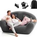 Novabright Inflatable Couch, Flocked Surface, Twin Size, Large, Dark Gray