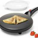 Moss & Stone Electric Crepe Maker  8 Portable Crepe Pan Nonstick with Dipping Plate, Auto Shut-Off, On/Off Switch, Even Heating & One Automatic Temperature Control  Compact Crepe Maker (8 Inch Corded, Black)