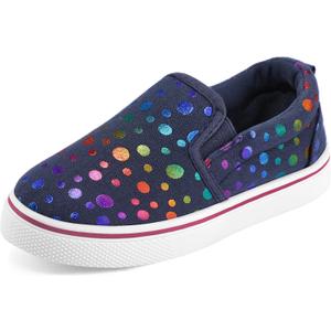 K KomForme Toddler Girls Boys Shoes Little Kids Slip on Canvas Sneakers for Running/Walking (Blue)
