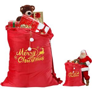 MADHOLLY 55.1" x 35.4" Extra Large Christmas Velvet Santa Gift Sack - Santa Bags with Drawstring Shoulder Strap for Xmas Present Toys Doll Holiday Party Supplies