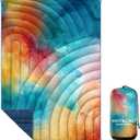 Camping Blanket,Lightweight Puffy Printed Camping Blanket Packable Outdoor Blanket for Camping,Traveling, Stadium, Hiking, Picnics (52x75", Colorful Blue)