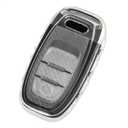 Smart Key Fob Case Carbon Fiber Texture TPU White Cover Compatible with Audi A4 A5 A6 A7 A8 W12 Q5 Hybrid R8 RS5 RS7 S4 S5 S6 S7 S8 SQ5 3 4 Button Keyless Entry Remote Control Accessories