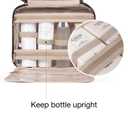 BAGSMART Toiletry Bag Travel Bag with Hanging Hook, Water-resistant Makeup Cosmetic Bag Travel Organizer for Accessories, Shampoo, Full-size Container, Toiletries (Khaki Checkerboard, Medium)