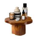 JOLLYMER 11" Live Edge Teak Wood Display Risers With Natural Edge Base – Versatile Teak Wood Pedestal Stand Display Stand Cake Stand,for Kitchen/Bathroom Counter