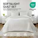 Queen Quilt Set 90"x90" Soft Washed Lightweight Bedspread with Multi-Lock Quilting, Minimalist Nordic Bedding, All-Season Quilt for Spring, Summer & Fall (1 Quilt + 2 Pillow Shams), Cream White
