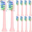Replacement Brush Heads Compatible with 7am2m AM101/AM105 Sonic Electric Toothbrush - Medium Bristles Toothbrush Refills Compatible with 7am 2m, 10 Count, Pink