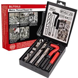 BILITOOLS M14x1.25 Thread Repair Kit, HSS Drill Helicoil Repair Kit Metric