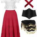 Tarpop 3 Pcs Halloween Gypsy Costume Accessories for Women Fortune Teller Pirate Dancer for Renaissance Medieval M