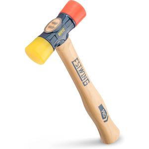 Estwing - DFH-12 Rubber Mallet - 12 oz Double-Face Hammer with Soft/Hard Tips & Hickory Wood Handle - DFH12,Black Red & Yellow (12-Inch)