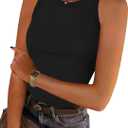 Chulianyouhuo Women's Ribbed Knit Tank Tops Crewneck Sleeveless Slim Fitted Shirts Summer Casual Basic Tanks Tee Shirts (Black) S