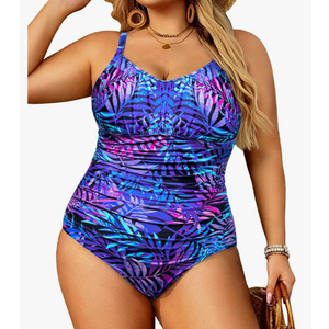 Aqua Eve Plus Size Swimsuit for Women Tummy Control One Piece Bathing Suit Vintage Swimwear, 18 Plus