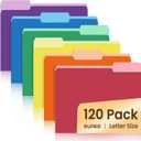 SUNEE File Folders, 120 Pack Manilla Folders 8.5 x 11, Colored File Folders Home Office School Supplies for Documents Files Paper, 6 Assorted Colors