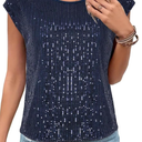 Grace Karin  Women's Sparkle Sequin Top Glitter Crewneck T Shirt Party Concert Tee Shirt Blouses Shirts Tops, M