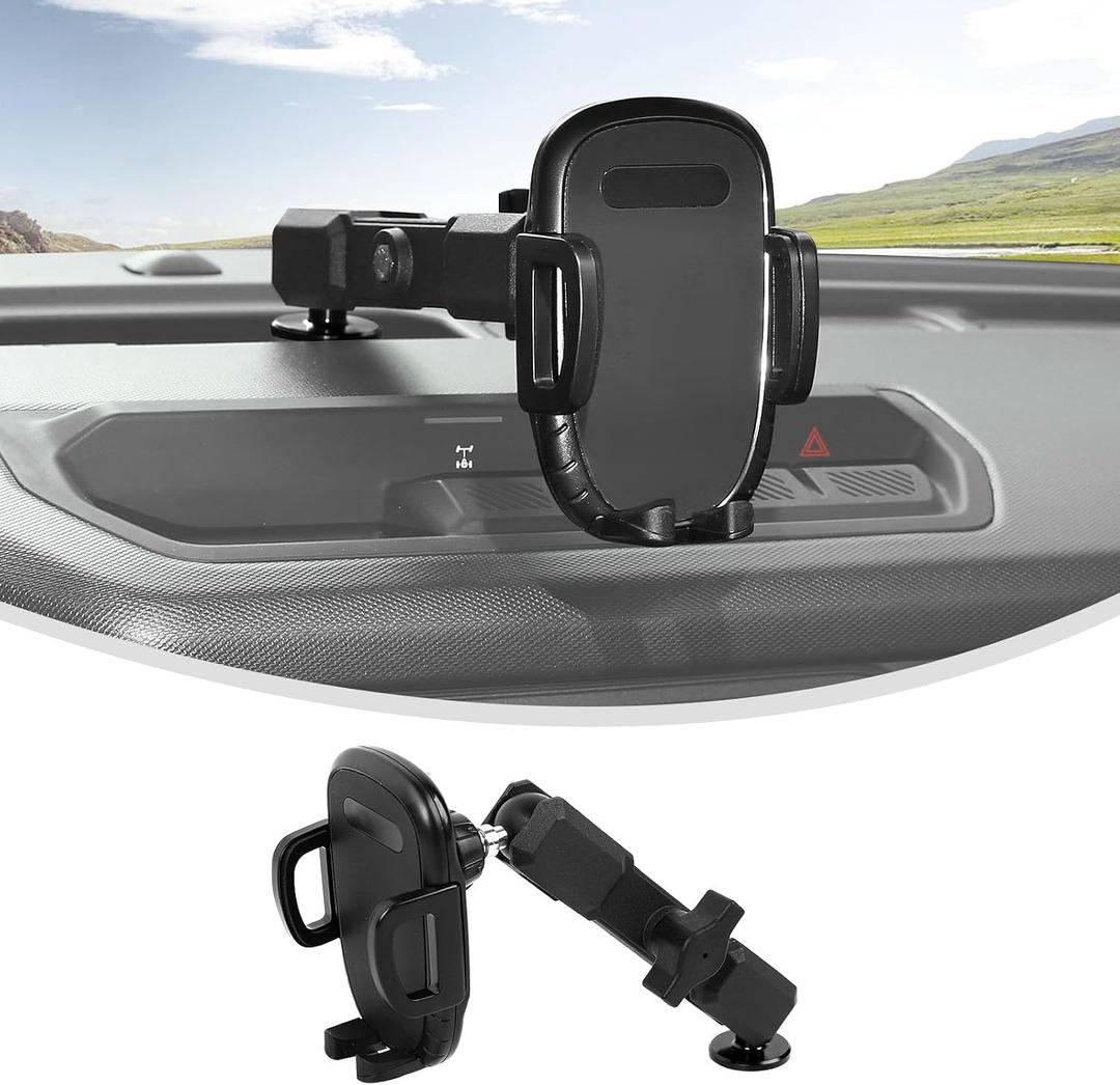 Linskip Dashboard Universal Phone Mount & Smart Phone Holder for 2021-2026 Ford Bronco Raptor & Bronco Accessories 2/4 Door, Rotates Vertical and Horizontal, One-Hand Operation, Interior Accessories