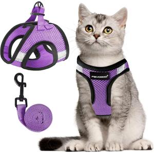 FAYOGOO Cat Harness, Cat Leash and Harness Set for Walking Escape Proof, Harness for Cats Dogs, Large Kitten/Puppy Harness and Leash, Harness for Cats (Modern Violet, Large)