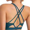 SONGSKY Sports Bras for Women, Medium-High Support Strappy Padded Running Sports Bras with Removable Cups (Blue, S)