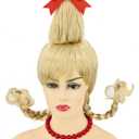 Topcosplay Womens or Girls Blonde Braids Wigs Christmas Cosutme Funny Wigs