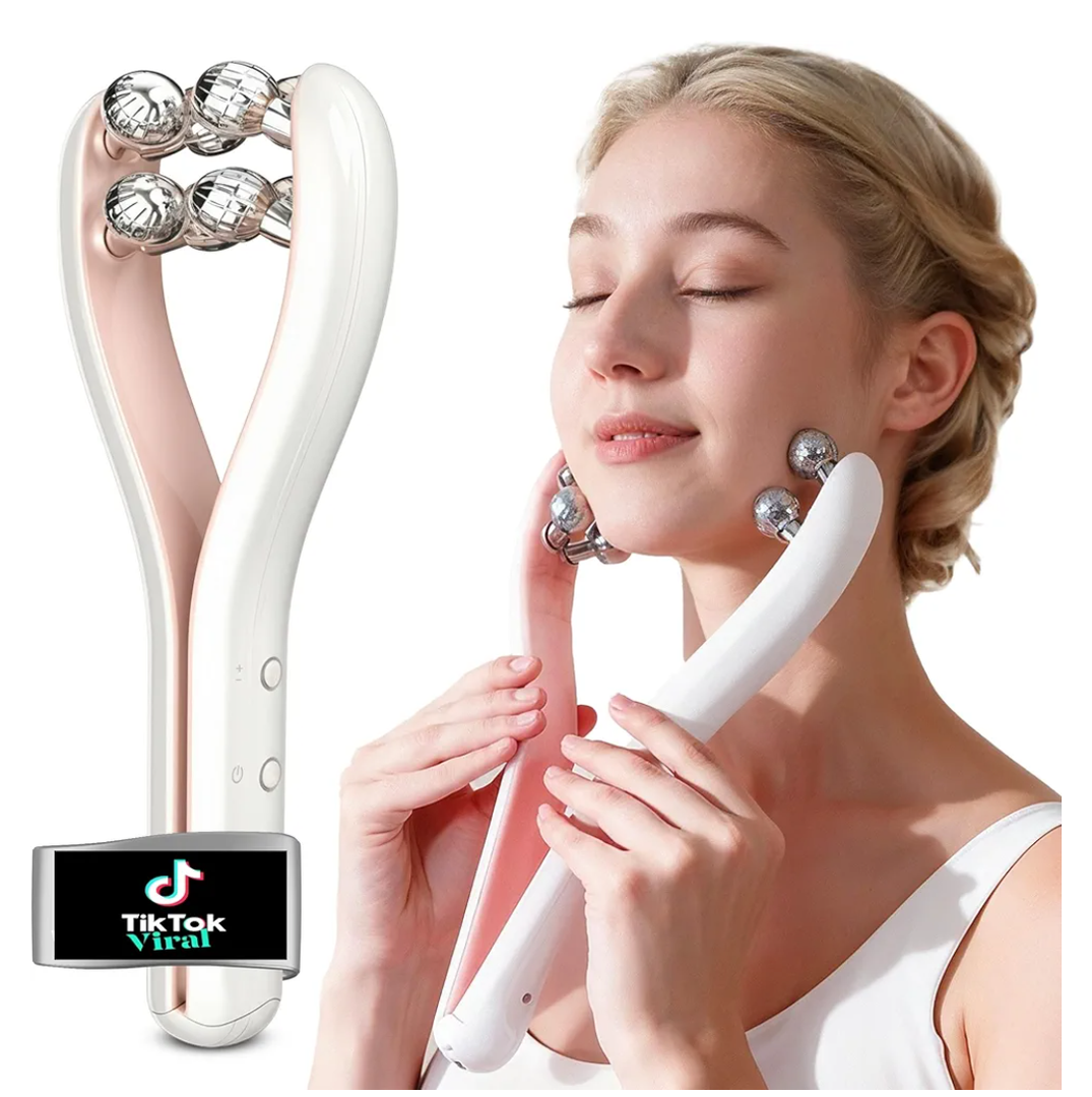 Microcurrent Facial Massager with 3D Roller, 3 Intensity Levels, USB‑C Rechargeable, Lifting & Toning Tool for Face & Neck, Gentle Contouring & Skincare Absorption