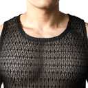 JOGAL Mens See Through Lace Shirts Sleeveless Muscle Tops (Black, S)