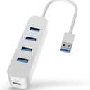 Upgrow USB 3.0 Hub with Power Port 4-Port USB Hub with 5 Gbps USB Splitter for Laptop MacBook, Mac Pro, Mac mini, iMac, Surface Pro, XPS, PC, Flash Drive, Mobile HDD-White