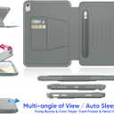 SEYMAC stock Case for iPad (A16) 11th/10th Generation 11''/10.9'', Strong Magnetic Auto Sleep Shockproof Case with Absorbing Multi-Angles Stand, Pen Holder, Card Slot (Gray)