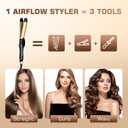 Curling Iron, 2 in 1 Hair Straightener and Curler, 1.25 Inch Ceramic Curling Wand with Adjustable Temperature, Dual Voltage for All Hair Types, Anti-Tangle for Long-Lasting Curls or Straight