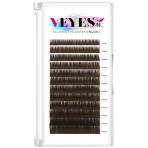 VEYES INC Colored Lash Extensions 03 05 07 15 C/D Curl 8-16mm Mixed Length Tray, Premium Individual Silk Eyelashes, Professional Supplies for Lash Techs (Dark Latte Brown 0.03 D 8-16mm)