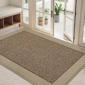 BEQHAUSE Indoor Door Mat 32" x 48", Dirt Trapper Door Mats Non-Slip Entryway Rugs Washable, Resist Dirt Absorbent Welcome Mat, Low Profile Floor Mats for Front Back Door and Entryway, Taupe