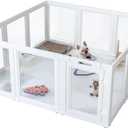 Acrylic Dog Pen,Dog Kennel,Clear Dog Playpen, Easy to Install WhiteDog Pen Indoor, 35.4" H, 8 Pieces